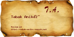 Tabak Anikó névjegykártya